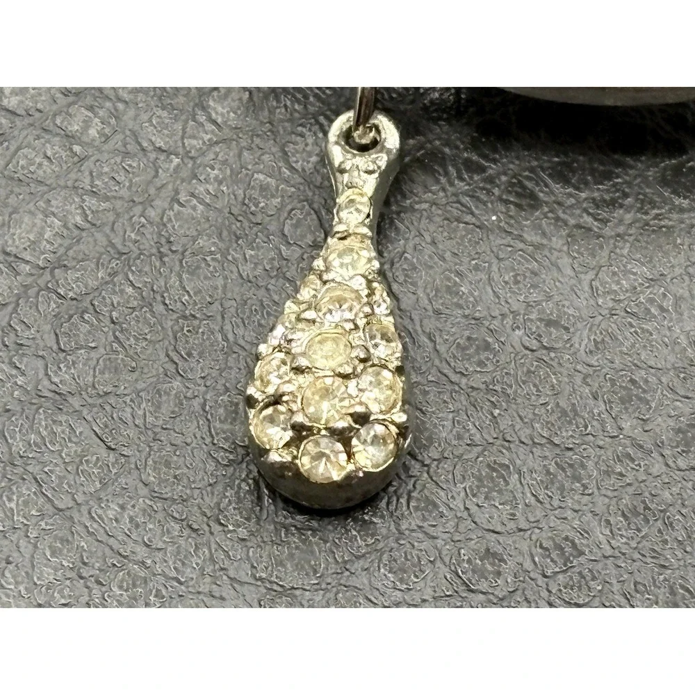 Vintage Crystal Eye Teardrop Crying Brooch Silver Tone Black Blue Rhinestone Pin